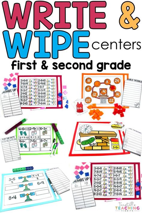 If you love low prep, this is for you! Our Math and ELA Write and Wipe Stations are our lowest prep centers line of resources. In this post, we will take a closer look at both our math and our phonics Write and Wipe Stations for first and second grades. 1st Grade Centers, Centers First Grade, Math Station, Small Group Reading, Upper Elementary Math, Teaching Lessons, Upper Elementary Classroom, Reading Centers, Math Stations