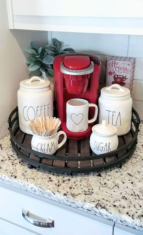 10 Pretty & Functional Home Coffee Stations Ideas - Love and Marriage Koffie Stations, Kaffe Station, Coffee House Decor, Corner Coffee, Coffee Stations, Diy Coffee Bar, Desain Pantry, Pod Coffee Makers, Cha Bar