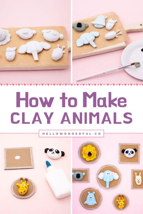 How to make clay animal. Creative clay craft for kids! Air Dry Clay Projects Animals, Easy Animal Clay Sculpture, Easy Clay Animals For Kids, Clay Cat Easy Step By Step, Air Dry Clay Dog Easy, Clay Modelling For Kids, Easy Polymer Clay, Clay Crafts For Kids, Diy Air Dry Clay