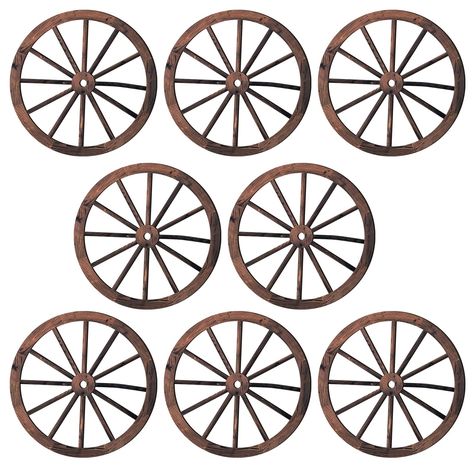 PRICES MAY VARY. Package Includes: you will receive 8 wagon wheels for outdoor indoor decor, which you can utilize to create different combinations of shapes to inspire you and give your home an artistic atmosphere Material Details: the old wood wall decor is not easy to fade or bend and has a serviceable frame that will stay with you for a long time; It can be utilized to decorate many areas and add a vintage charm Suitable for Displaying: the wood wagon wheels for outdoor decoration measures a Western Outdoor Decor, Wagon Wheel Wall Decor, Rustic Yard Decor, Wheel Wall Decor, Cowboy Themed Birthday Party, Wooden Wagon Wheels, Home Bar Garage, Wood Wagon, Old Western