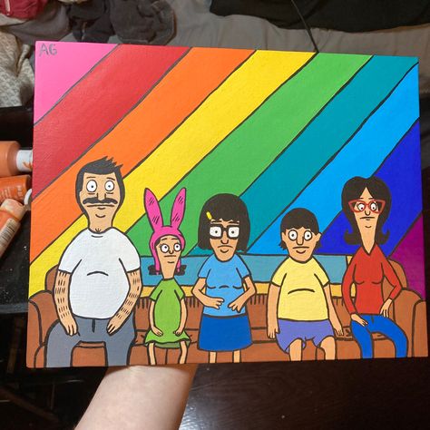 Family Guy Painting, Bobs Burgers Painting, Guy Painting, Hippie Painting, Painting Canvases, Easy Canvas Art, Canvas Drawings, Muse Art, Cartoon Painting