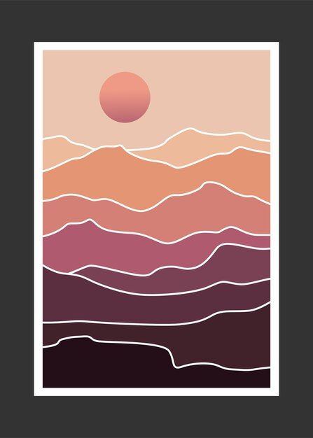 Abstract Mountain Painting Landscapes, Graphic Mountain Art, Pink Mountain Painting, Mountain Painting Abstract, Abstract Mountain Mural, Mountain Abstract Painting, Abstract Wall Mural Diy, Mountain Painting Ideas, Mountain Sunset Painting