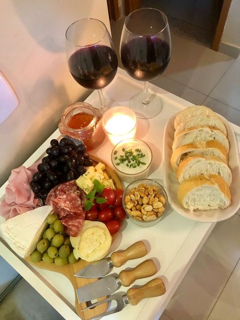 Red Wine, A Table, Bread, Cheese, Wine, Red