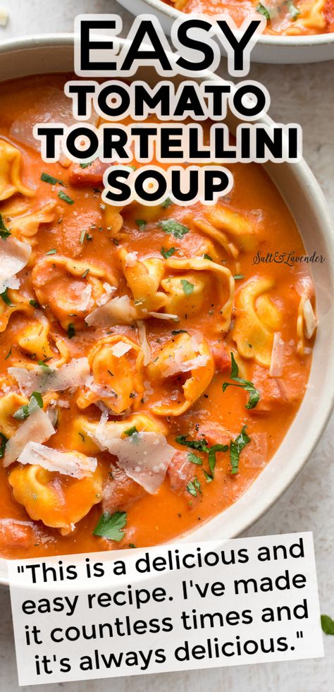 If you love pasta in soup, this easy tomato tortellini soup recipe is right up your alley! It's quick, simple, and ready in just over 30 minutes! Tomato Tortellini, Quick Soup Recipes, Tomato Tortellini Soup, Quick Soup, Tortellini Recipes, Easy Soup, Tortellini Soup, Soup Dinner, Soup And Sandwich