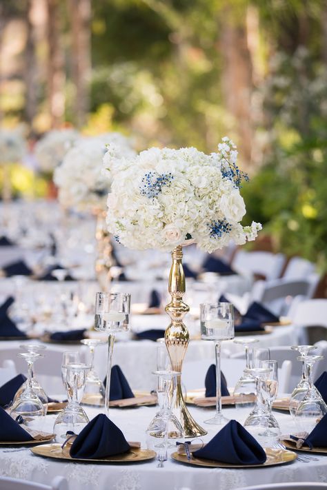 Wedding Colour Schemes, Navy Blue Wedding Theme, Neutral Wedding Inspiration, Blue And Gold Wedding, Navy Blue And Gold Wedding, Blue Wedding Decorations, Blue Gold Wedding, Courtyard Wedding, Gold Wedding Theme