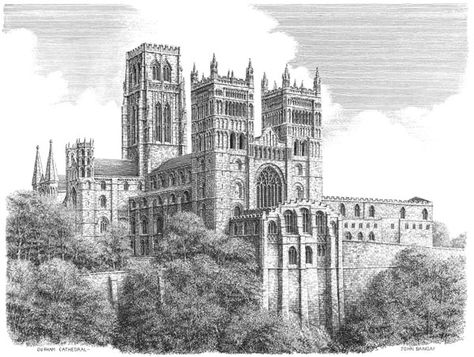 John Bangay. Durham Cathedral Drawing, Cathedral Sketch, Cathedral Drawing, Gothic Architecture Drawing, Drawing Buildings, St Johns College, Lincoln Cathedral, Norwich Cathedral, Durham Cathedral