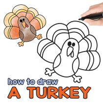 How to Draw - Step by Step Drawing For Kids and Beginners - Easy Peasy and Fun Thanksgiving Decorations Drawings, Turkey Doodle Easy, Easy Turkey Drawing, Calander Ideas, Draw A Turkey, Turkey Pictures, Kindergarten Clipart, Holiday Doodles, Thanksgiving Drawings