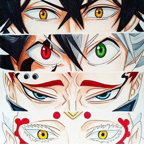 Black Clover Eyes, Asta Eyes, Eye Studies, Vinyl Record Painting, Bear Artwork, Anime Tutorial, Black Clover Manga, Black Bull, Eye Painting