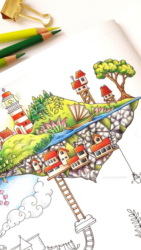 WIP. Worlds of Wonder by Johanna Basford. Coloured by Agota Pop. World Of Wonder Johanna Basford, World Of Wonders Coloring Book, World Of Wonders Johanna Basford, Johanna Basford World Of Wonder, Johanna Basford Worlds Of Wonder, Worlds Of Wonder Johanna Basford, Best Friend Book, Joanna Basford Coloring, Joanna Basford