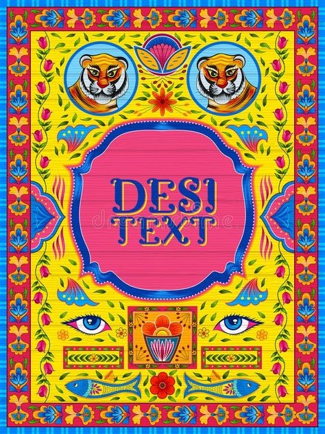 Text Art Typography, India Illustration, Truck Art Pakistan, Estilo Kitsch, Truck Illustration, Logo Design Women, Kitsch Art, Illustration Colorful, Indian Illustration