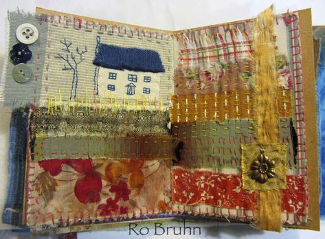 fabric journal by Ro Bruhn Fabric Journal, Fabric Book Covers, Fabric Books, 365 Project, Fabric Journals, Stitch Book, Handmade Journals, Fabric Book, Handmade Books