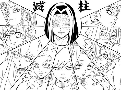 Coloring Pages Anime Demon Slayer, Muichiro Coloring Page, Demon Slayer Colouring Pages, Kny Coloring Page, Anime Lineart Manga Coloring Pages, Mha Coloring Pages, Colouring Pages Anime, Demon Slayer Lineart, Coloring Pages Demon Slayer