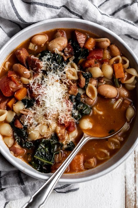 Pasta e Fagioli - Cooking with Cocktail Rings Bean Pasta Recipes, Pasta Appetizers, Cranberry Beans, Pasta E Fagioli Soup, Seafood Pasta Recipes, Pasta E Fagioli, Small Pasta, Drying Pasta, Healthy Pastas