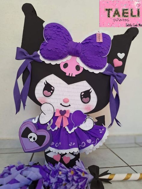 Kuromi Pinata, Kuromi Birthday Party Ideas, Kuromi Party Ideas, Pastel Kuromi, Kuromi Birthday Party, Kuromi Birthday, Hello Kitty Birthday Theme, Hello Kitty Theme Party, Princess Jasmine Birthday Party