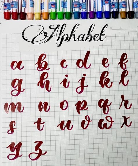 Alphabet Calligraphy, Lettering Styles Alphabet, Hand Lettering Worksheet, Lettering Guide, Bullet Journal Font, Bond Paper Design, Hand Lettering Alphabet, Bullet Journal Diy, Lettering Alphabet Fonts