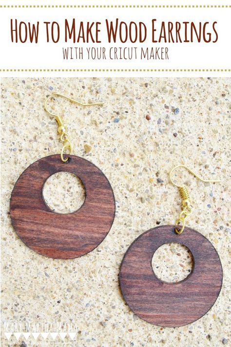 Cricut Earrings Tutorial- Follow this tutorial to make the earrings from basswood using your Cricut Maker. #cricutearrings #cricutmaker #cricutprojects #woodenearrings How To Make Wooden Earrings With Cricut, Wood Earring Cricut, Wooden Earrings Diy How To Make, Cricut Wood Earrings Svg Free, Cricut Wood Jewelry, Basswood Earrings Cricut, How To Make Wooden Earrings, Cricut Wood Earrings Diy, Wooden Earrings Cricut