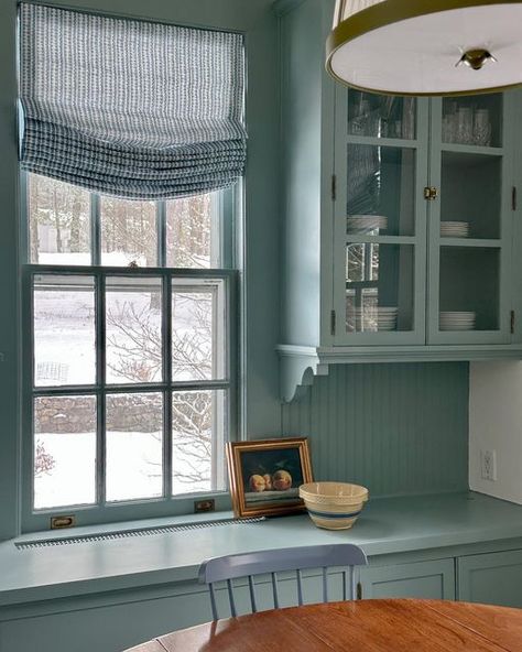 Wovn Home | Custom Window Treatments on Instagram: "We’re excited to see ‘Petunia Wave’ (our exclusive print designed in collaboration with @marikameyertextiles) going up in this beautiful blue and white kitchen. This space features our Soft Roman shades, which feature a soft, draped curved edge, giving this kitchen upgrade a little more effortless charm. We can’t wait to see the results and love seeing your in progress projects and process shots. Be sure to tag @wovnhome #wovnhome, we regularly feature our favorites 😉" Roman Shade Over Kitchen Sink, Roman Shades Kitchen, Ripplefold Draperies, Over Kitchen Sink, Blue And White Kitchen, Colorful Space, Roman Shade, Kitchen Upgrades, Custom Window Treatments