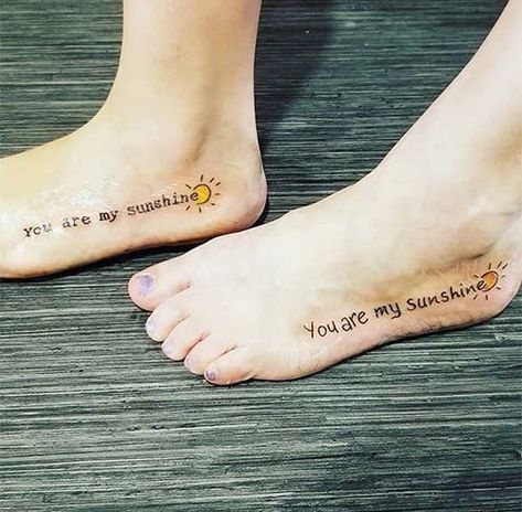 You Are My Sunshine Tattoo Mom Daughter, Tattoo Mom Daughter, Nicole Tattoo, Mother And Daughter Tatoos, My Sunshine Tattoo, Mother Daughter Tat, Mother Daughter Symbol, Daughter Tattoo Ideas, Destiny Tattoo