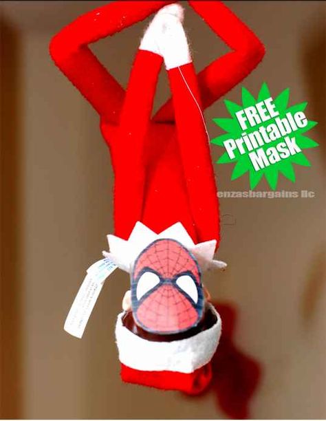 Printable for Elf on the Shelf: Spider-man's mask. Elf Classroom, Printable Mask, Spiderman Mask, Awesome Elf On The Shelf Ideas, Printable Masks, Elf Antics, Elf Fun, Christmas Preparation, Elf Ideas