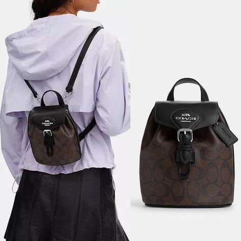 New Without Tags Coach “Amelia Convertible Backpack See Pics For Product Details & Descriptions Adjustable Straps Backpack To Crossbody Sold Out On Coach Backpack Outfit, Convertible Backpack, Signature Canvas, Coach Bags, Convertible, Black Color, Black And Brown, Adjustable Straps, Backpacks