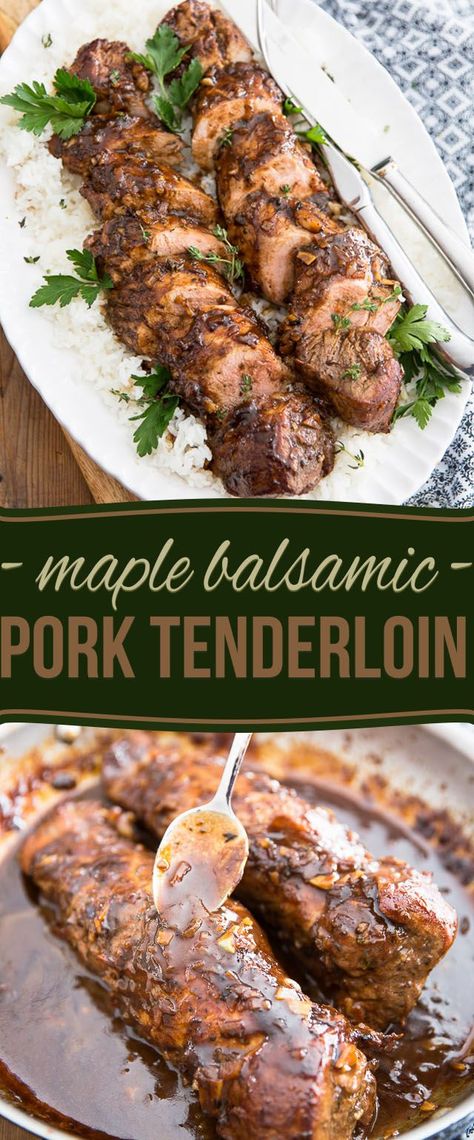 Maple Balsamic Pork Tenderloin by Sonia! The Healthy Foodie | Recipe on thehealthyfoodie.com Balsamic Pork Tenderloin, Balsamic Pork Tenderloins, Balsamic Pork, Maple Balsamic, Tenderloin Recipes, Pork Tenderloin Recipes, Stuffed Pork Tenderloin, Foods Recipes, Think Food