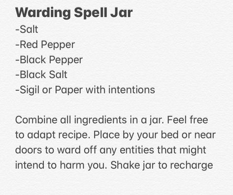 Karma Spells Witchcraft Jar, Warding Witchcraft, Shielding Witchcraft, Jar Spells Witchcraft Money, Wards In Witchcraft, Ward Witchcraft, Warding Spell, Repel Negativity Spell Jar, Anti Negativity Spell Jar