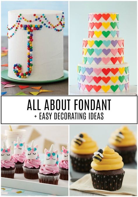 Cakes and cupcakes are supposed to be pretty, but they don't have to be hard to create! Here are some easy fondant tips and decorating ideas. #fondant #cake #cucpake #cakedecorating #cakeideas #baking #tutorial Cake Decor Ideas, Easy Fondant, Fondant Tips, Fondant Cakes Birthday, Diy Fondant Cake, Fondant Cake Designs, Baking Tutorial, Magic Cake, Best Cake