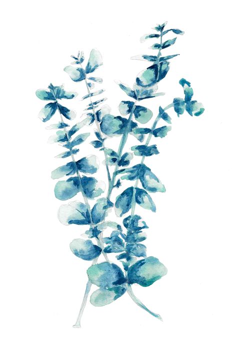 Blue Green Watercolor, Teal Home Decor, Procreate Ideas, Wall Layout, Posters On Wall Bedroom, Eucalyptus Watercolor, Wall Decor Blue, Water Coloring, Simple Watercolor