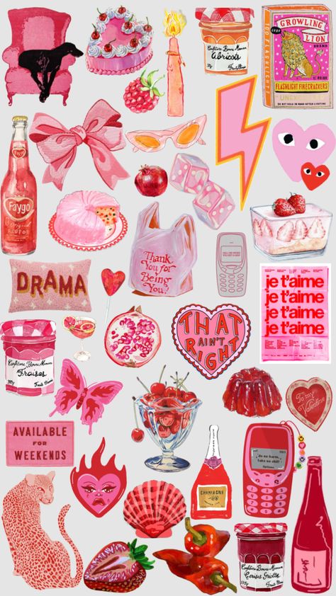 #collage #pink #wallpaper Pretty In Pink Party, Y2k Collage, Wallpaper Dog, Bold Color Palette, Pink Party, Pink Parties, Valentines Party, Futuristic Design, Pretty Prints