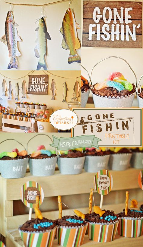 Gone Fishing Party, Fishing Theme Party, Fishing Themed Birthday Party, Baby Shower Fishing, Fishing Birthday Party, Toddler Classroom, Fishing Party, Fishing Birthday, Cool Fathers Day Gifts