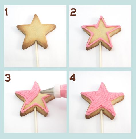 fairy wand cookies Wand Cookies, Peppa Pig Party Decorations, Fairy Tea Parties, Decorated Cookies Tutorial, Princess Party Favors, Tinkerbell Party, Princess Tea Party, Cinderella Party, Cinderella Birthday