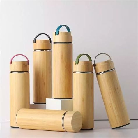 Bamboo water bottles Bamboo Water Bottle, Bamboo Cups, Vacuum Insulated Water Bottle, Portable Water Bottle, Stainless Steel Thermos, Vacuum Cup, Cup With Lid, Stainless Steel Cups, Tea Strainer