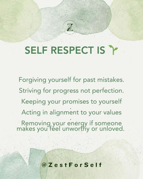 Save this post for later 🌱 Self-respect starts with recognizing your worth and setting boundaries that honor your true self. Give yourself the respect you deserve every single day. 💪✨ #SelfRespect #SelfLove #Boundaries #Zestforself #Selfcareeveryday #selfcareforwomen #selfcareisessential #selfloveforwomen #loveyourselftoday #loveyourselfeveryday Self Respect Aesthetic, Affirmations Mindset, Self Respect Quotes, Respect Quotes, Progress Not Perfection, Setting Boundaries, Respect Yourself, You Promised, True Self