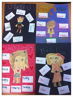 Adjective activity - Pic of self, adjectives to describe. Cute! Adjective Activities, Adjectives Activities, Amy Lemons, 1st Grade Writing, First Grade Writing, Busy Busy, Teaching Language Arts, 2nd Grade Reading, English Classroom