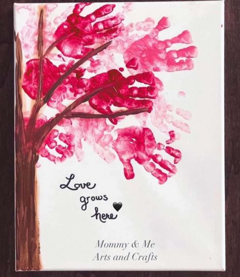 Valentine Handprint, Baby Handprint Crafts, Baby Art Crafts, Preschool Valentine Crafts, Footprint Crafts, Valentine Tree, Baby Handprint, Preschool Valentines, Valentine Projects