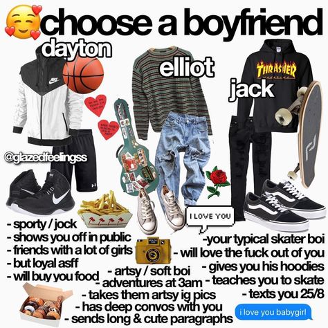 Soft Skater Boy, Pick A Boyfriend, Choose A Boyfriend, Pick Your Boyfriend, Choose Your Boyfriend, Cheap Streetwear, Cute Paragraphs, Skater Boi, Boyfriend Aesthetic