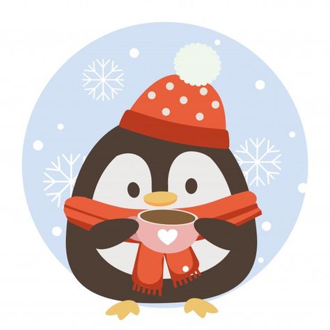 El personaje de pingüino lindo sostenien... | Premium Vector #Freepik #vector #fondo #patron #navidad #invierno Pink Coffee Cup, Pink Coffee Cups, Kawaii Christmas, Pink Coffee, Cute Penguin, Christmas Penguin, Christmas Drawing, Christmas Cartoons, Cute Penguins