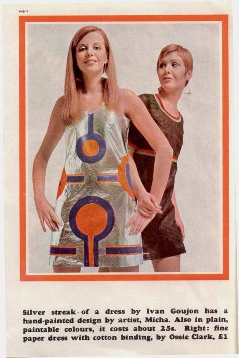 Late 1960s Fashion, Charlotte Martin, Demri Parrott, Marsha Hunt, Paper Clothing, Bebe Buell, Jenny Boyd, Jane Asher, Ossie Clark