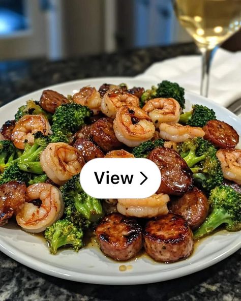 Lemon8 · 🍯 Honey Garlic Shrimp, Sausage, and Broccoli 🦐🥦 · @Uniquely Erika Honey Garlic Shrimp Sausage And Broccoli, Sausage And Broccoli, Sausage Broccoli, Honey Garlic Shrimp, Shrimp And Sausage, Shrimp Sausage, Shrimp And Broccoli, Honey Sauce, Shrimp Recipes Easy