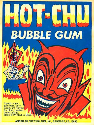 Devil Illustration, Bubble Gum Cards, Vintage Packaging, Retro Ads, Vintage Horror, Retro Illustration, Bubble Gum, Vintage Halloween, Vintage Ads