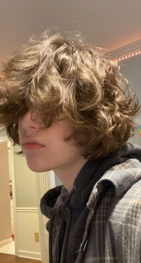 Fluffy messy hair Gender Neutral Curly Haircut, Short Curly Blonde Hair, Curly Fluffy Hair, Ftm Haircuts, Messy Hair Boy, Fluffy Curly Hair, Hair Short Curly, Short Grunge Hair, Curly Hair Short