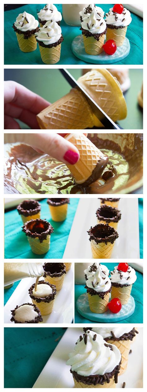 Kahlua Ice Cream Shots Boozy Ice Cream, Mini Ice Cream Cones, Dessert Shots, Pudding Shots, Shot Recipes, Ice Cream Cones, Ice Cream Sundae, Alcohol Recipes, Adult Drinks