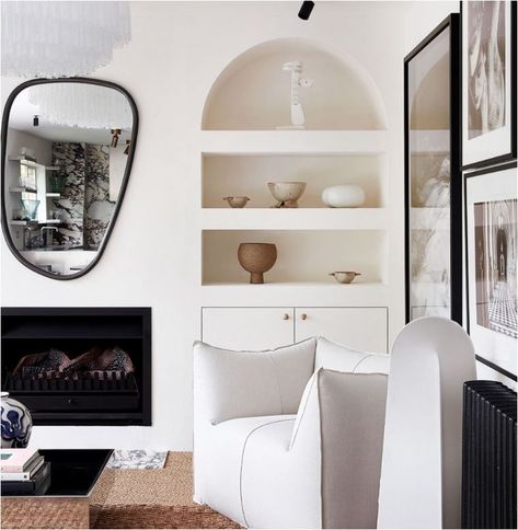 Architectural Trend: Arched Niches | Centsational Style Tamsin Johnson, Melbourne Apartment, White Apartment, Johnson Johnson, Vogue Living, Apartment Renovation, 아파트 인테리어, Stylish Living Room, The Design Files