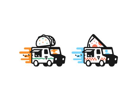 Food Truck Design Logo, Logomark Design, Truck Tattoo, Sticker Mule, Truck Icon, Food Truck Design, Publication Design, Car Illustration, Truck Design