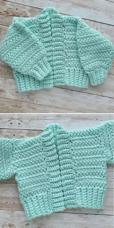 Cute And Easy Crochet Cardigans for Kids - Pattern Center Cute And Easy Crochet, Crochet Baby Cardigan Free Pattern, Baby Cardigan Pattern Crochet, Vestidos Bebe Crochet, Crochet Baby Sweater Pattern, Crochet Baby Jacket, Crochet Baby Sweaters, Crochet Cardigan Pattern Free, Baby Cardigan Pattern