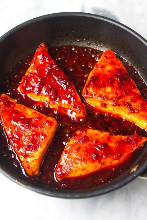 Honey and Harissa Glazed Halloumi - Dished by Kate Harissa Sauce, Fried Halloumi, Parmesan Bread, Harissa Paste, Grilled Halloumi, Crunchy Salad, Lime Salt, Pita Chips, My Idea