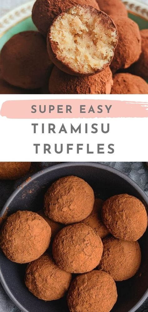 o Bake Tiramisu Truffles are my new favorite easy Christmas no bake Candy recipe. They are soft and sweet with a subtle espresso and almond flavor. These little homemade chocolate truffles have all the flavor of the classic Italian dessert we all love! They melt in your mouth and are every bit as decadent as a piece of tiramisu but so fast and easy to make. #truffles Tiramisu Truffles, No Bake Tiramisu, Italian Candy, Truffle Recipe Easy, Italian Christmas Recipes, Homemade Chocolate Truffles, Easy Truffles, Homemade Truffles, Dessert Truffles