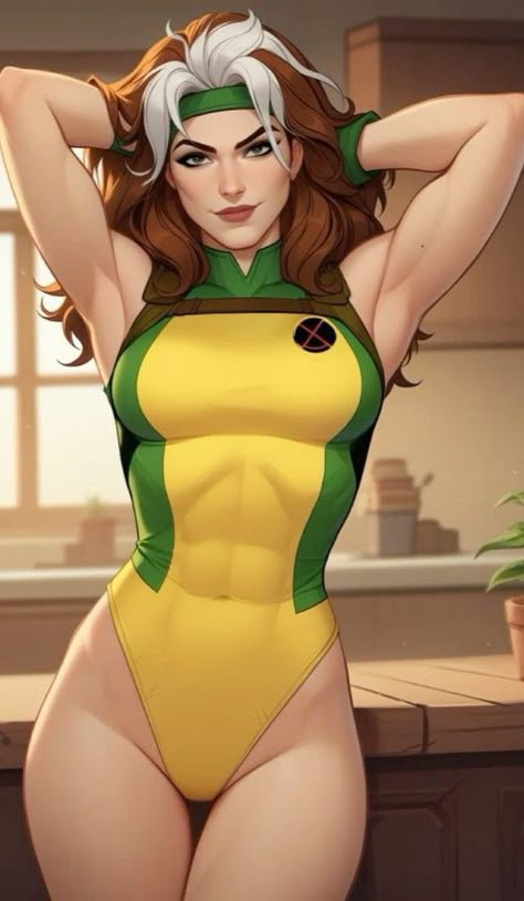 Marvel Women Fanart, Marvel Woman Characters, Rogue Xmen Comic, Comic Book Characters Female, Supergirl Cartoon, Female Marvel Characters, Comic Heroes Art, Female Dc Characters, Anna Marie Rogue