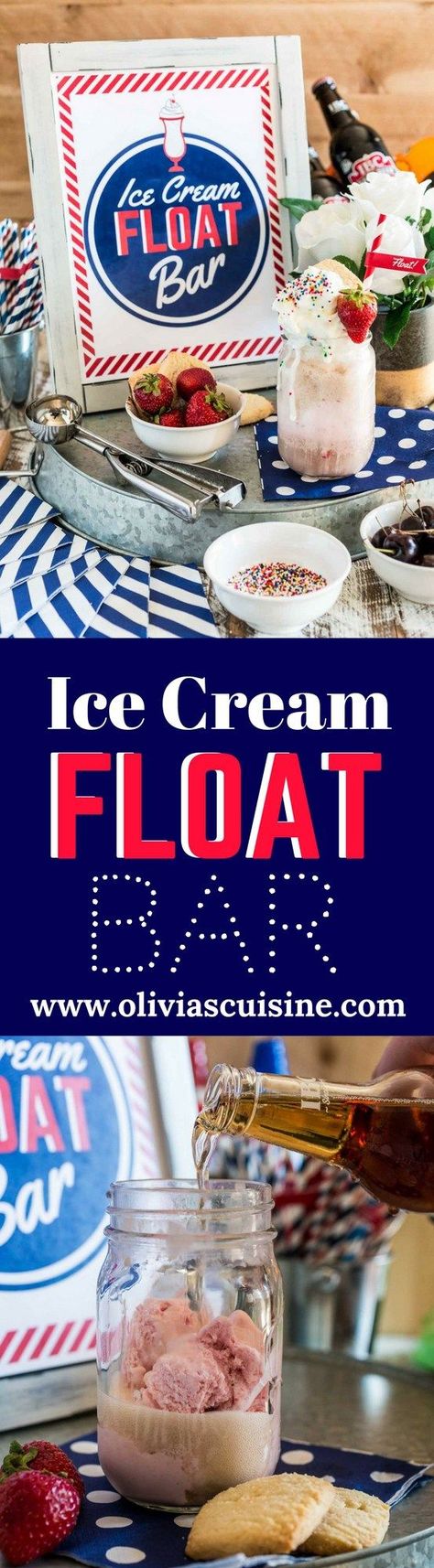 Ice Cream Float Party, Ibc Cream Soda, Ice Cream Float Bar, Float Bar, Retro Ice Cream, Ice Cream Float, Frozen Treats Recipes, Ice Cream Sundae Bar, Sundae Bar