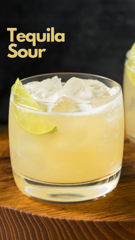 Tequila Sour Drinks To Make With Casamigos, Tequila And Ginger Ale, Tequila Sour Cocktails, Cocktails With Tequila Easy, Tequila And Sprite Drinks, Sweet And Sour Drink Mix Recipes, Sour Drinks Alcohol Recipes, Lunazul Tequila Drinks, Tequila Drinks At The Bar